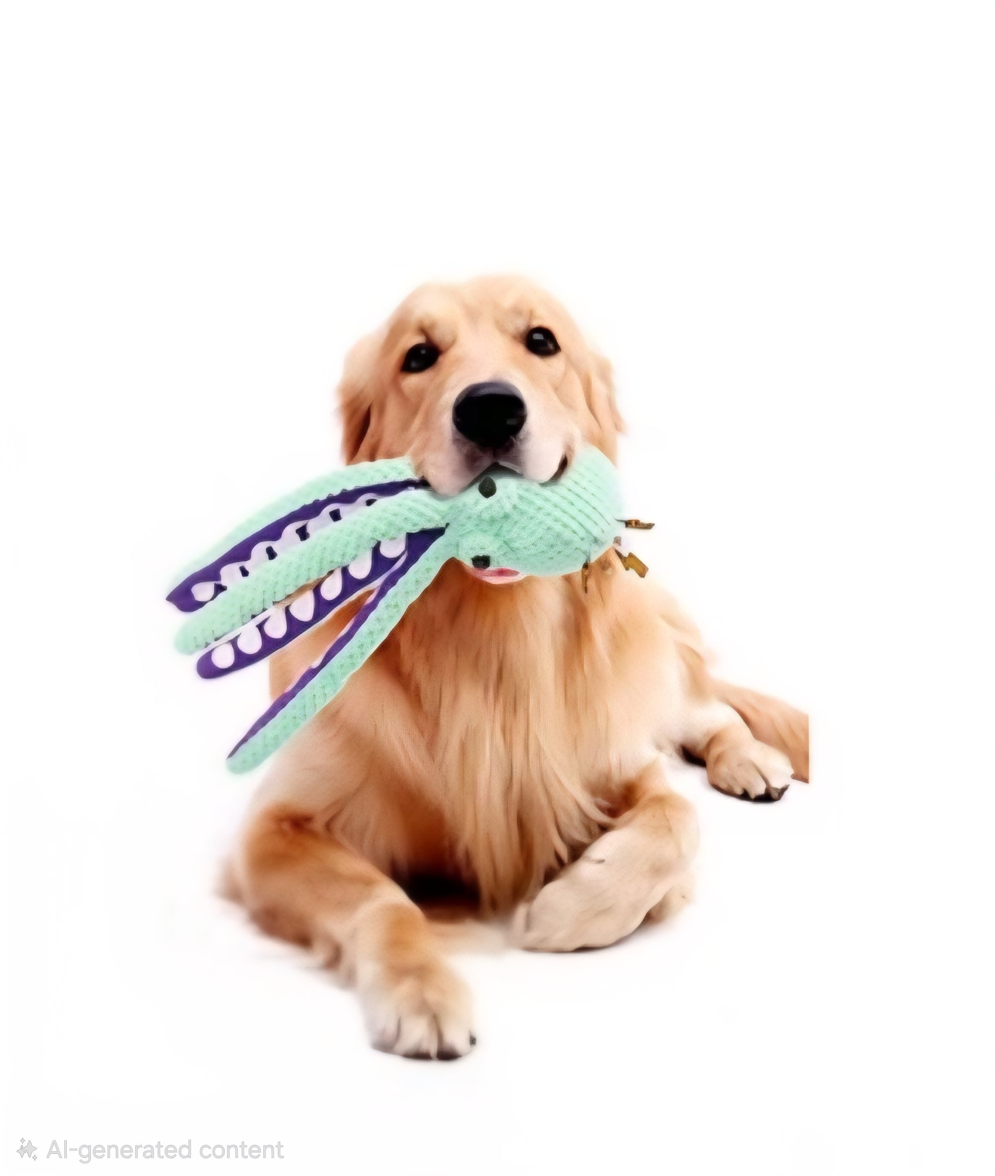 12" Plush Octopus Dog Toy with Squeaker Ball & Crinkle Legs