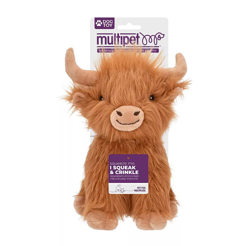 Multipet 8‑in. Highland Cow Dog Toy